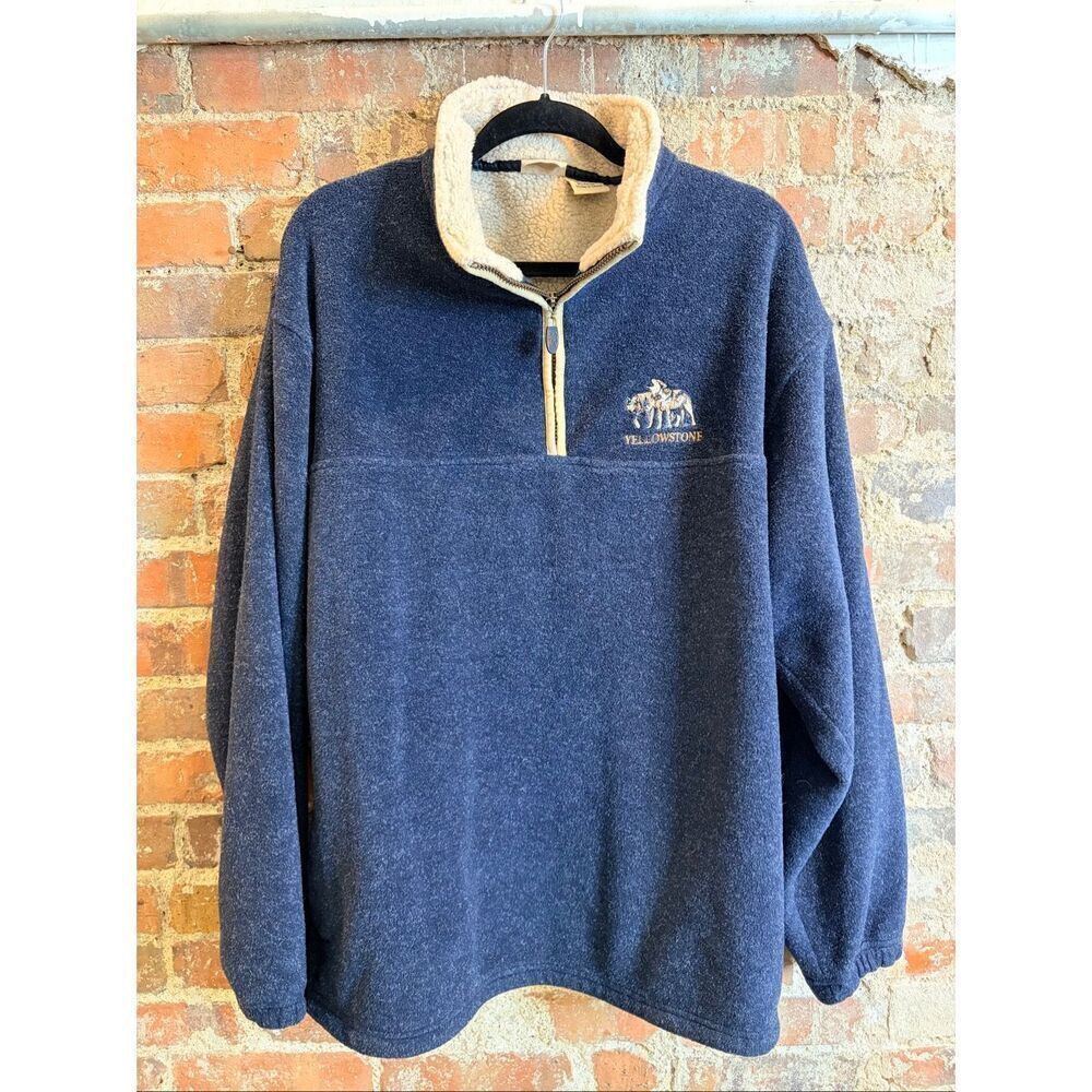 HABITAT • YELLOWSTONE • Blue Fleece 1/4 Zip Pullover Sweater • Mens Size Large
